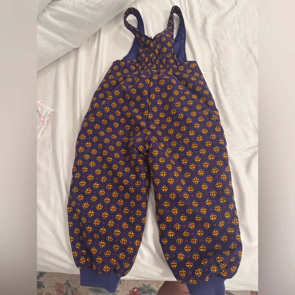 Vintage 3T Hanna Andersson Floral Purple Snow Pants/Bibs